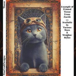 Grijze kat in weelderige Steampunk stijl DZ8F deco Tissuepapier