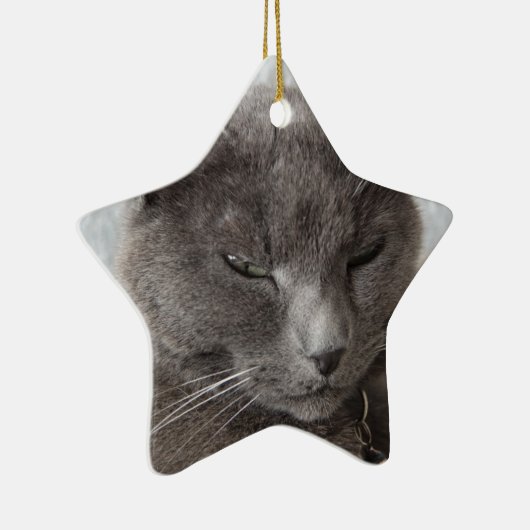 Grijze kat keramisch ornament (Rechts)