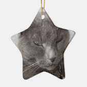 Grijze kat keramisch ornament (Links)