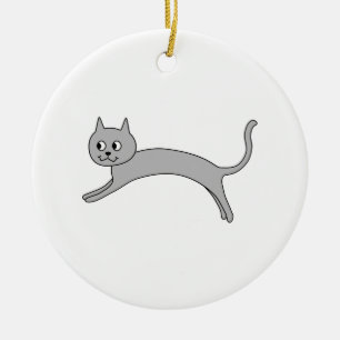 Grijze kat. keramisch ornament