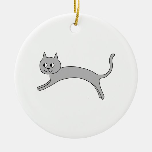 Grijze kat. keramisch ornament (Voorkant)