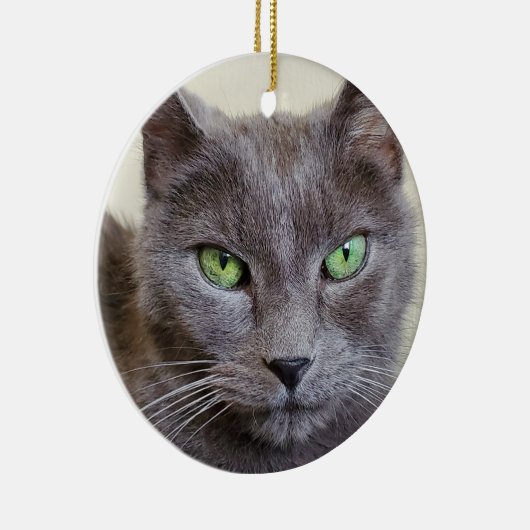 Grijze kat keramisch ornament (Rechts)