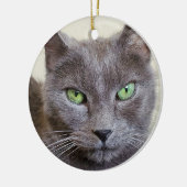 Grijze kat keramisch ornament (Links)