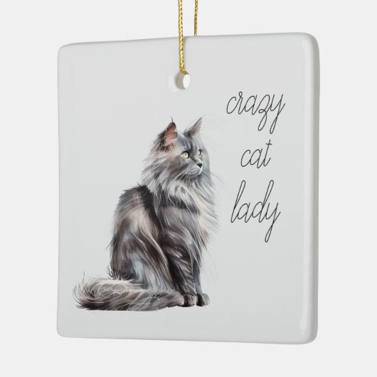 Grijze kat keramisch ornament (Links)