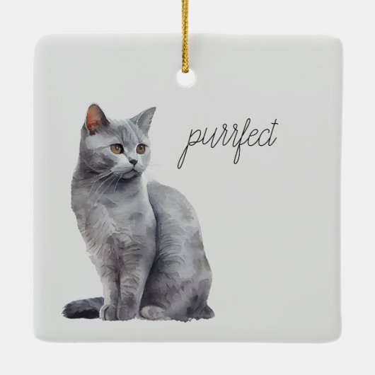 Grijze kat keramisch ornament (Achterkant)