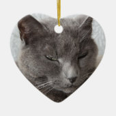Grijze kat keramisch ornament (Voorkant)