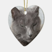 Grijze kat keramisch ornament (Links)
