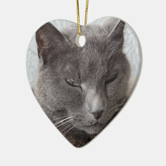 Grijze kat keramisch ornament (Links)