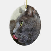 Grijze kat keramisch ornament (Rechts)