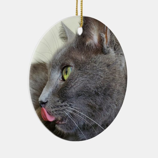 Grijze kat keramisch ornament (Rechts)