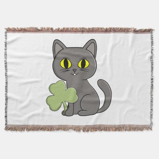 Grijze Kat Klaverblad Charme Deken (Voorkant)