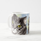 Grijze kat koffiemok (Voorkant links)