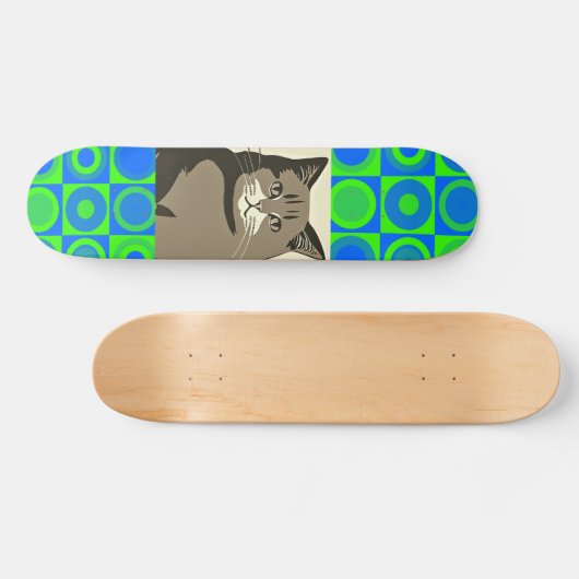 GRIJZE KAT KUNST SKATEBOARD (Horizontaal)
