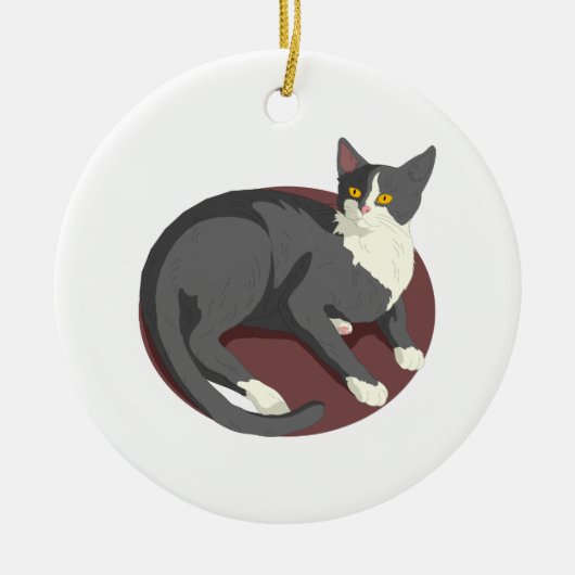 Grijze kat liggend keramisch ornament (Voorkant)