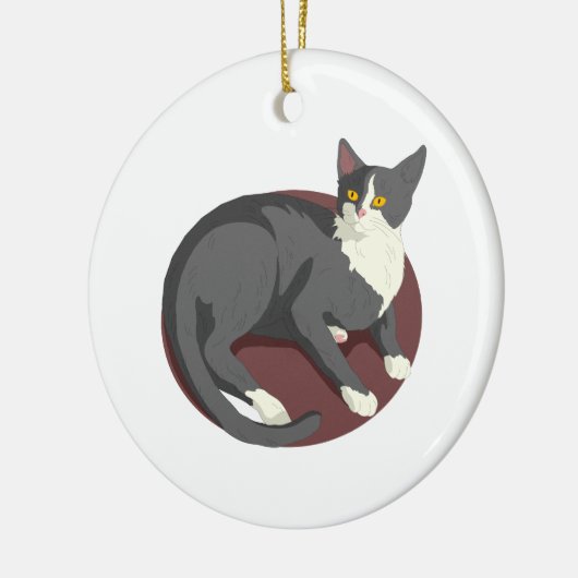 Grijze kat liggend keramisch ornament (Links)