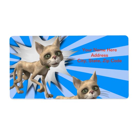 Grijze kat met blauwe labels (Voorkant)