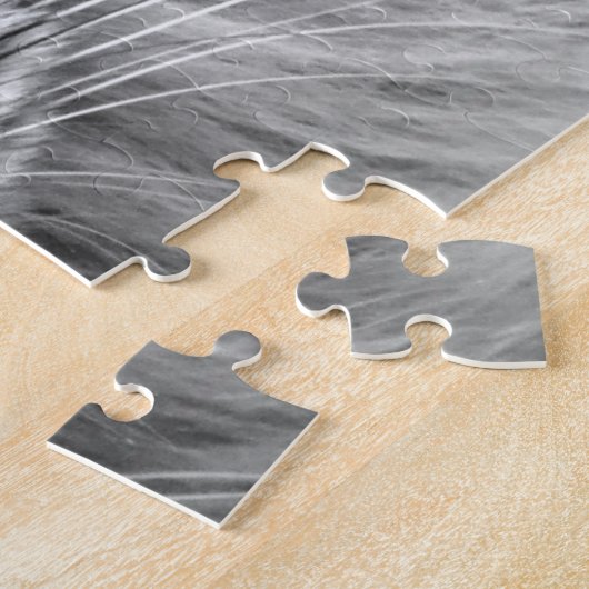 Grijze kat met blauwe ogen legpuzzel (Zijkant)