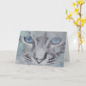 Grijze kat met blauwe ogen Nieuw startpunt Wenskaa Kaart (Gele Bloem)
