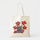 Grijze kat met bloemen personaliseren met eigen in tote bag (Voorkant)