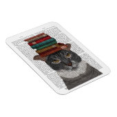 Grijze kat met Boeken op kop Magneet (Rechterzijde)