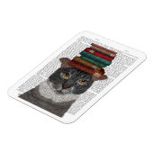 Grijze kat met Boeken op kop Magneet (Linkerzijde)