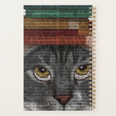 Grijze kat met boeken op kop planner (Achterkant)