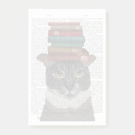 Grijze kat met boeken op kop post-it® notes (Voorkant)