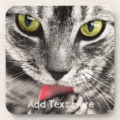 Grijze kat met gele groene verf bier onderzetter (Voorkant)