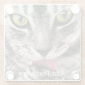 Grijze kat met gele groene verf glazen onderzetter (Achterkant)