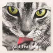 Grijze kat met gele groene verf kartonnen onderzetters (Voorkant)