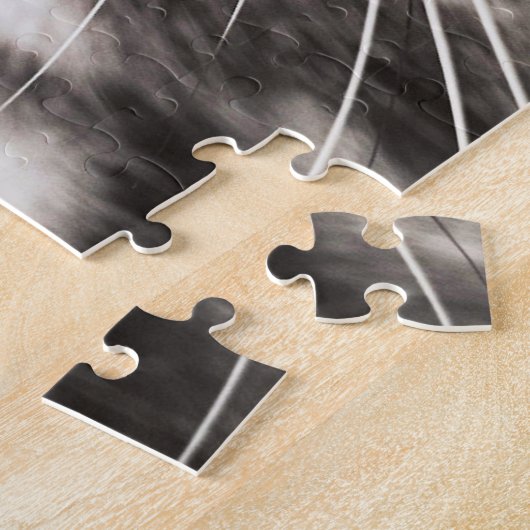 Grijze kat met gele groene verf legpuzzel (Zijkant)