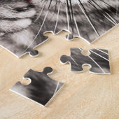 Grijze kat met gele groene verf legpuzzel (Zijkant)