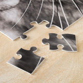 Grijze kat met gele groene verf legpuzzel (Zijkant)