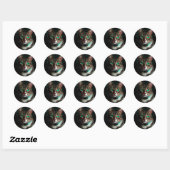 Grijze kat met groene ogen ronde sticker (Vel)