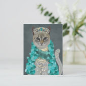 Grijze kat | Met het bellenportret toegevoegd | Briefkaart (Staand voorkant)