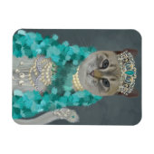 Grijze kat | Met het bellenportret toegevoegd | Magneet (Horizontaal)