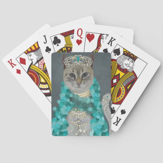 Grijze kat | Met het bellenportret toegevoegd | Pokerkaarten (Achterkant)