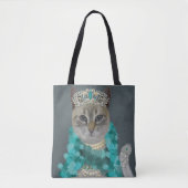 Grijze kat | Met het bellenportret toegevoegd Tote Bag (Voorkant)