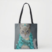 Grijze kat | Met het bellenportret toegevoegd | Tote Bag (Voorkant)