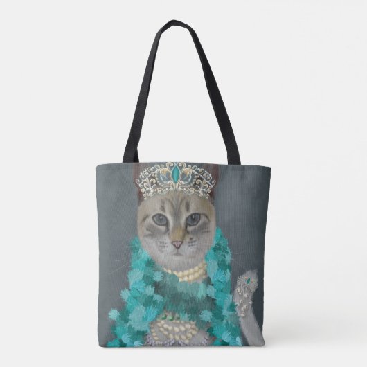 Grijze kat | Met het bellenportret toegevoegd | Tote Bag (Achterkant)