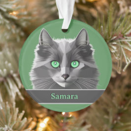 Grijze kat met Jade Green Eyes, aangepast voor- en Ornament