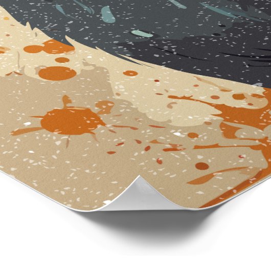 Grijze kat met kleurrijke vormen poster (Hoek)