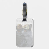 Grijze kat met luipaard bagagelabel (Achterkant verticaal)