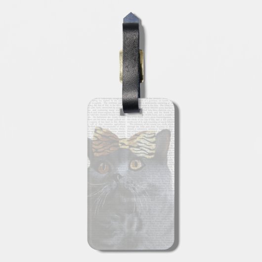 Grijze kat met luipaard bagagelabel (Achterkant verticaal)