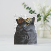 Grijze kat met luipaard briefkaart (Staand voorkant)