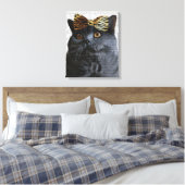 Grijze kat met luipaard canvas afdruk (Insitu (Slaapkamer))