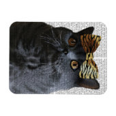 Grijze kat met luipaard magneet (Horizontaal)