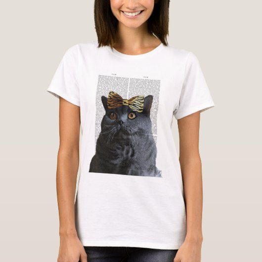 Grijze kat met luipaard t-shirt (Voorkant)