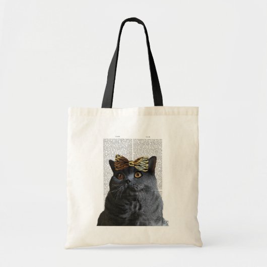 Grijze kat met luipaard tote bag (Voorkant)