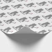 Grijze kat met rode wijn cadeaupapier (Hoek)